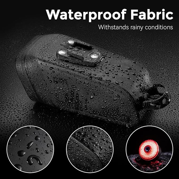 ROCKBROS Bike Saddle Bag with Night Riding Taillight and Brake Sensor- Waterproof Road & Mountain Bike