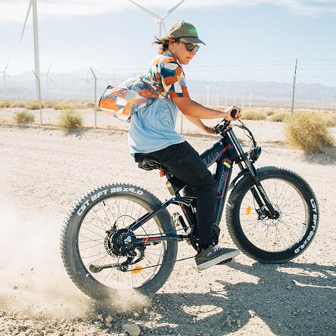 FREESKY Dual Battery Electric Bike for Adults, 48V 41AH 160 Miles Long Range E Bike, 4000W Motor 40MPH+, 26" Fat Tire Fast Mountain EBike, Full Suspension & Hydraulic Brakes, UL 2849 Certified by TÜV