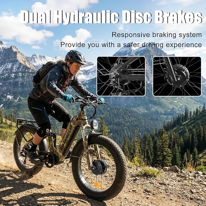 8000w Electric Bike for Adults, 60V 32Ah Battery Ebike, Fat Tire & Long Range Electric Bicycles, 210Nm Mountain Bike Full Suspension, Hydraulic Brake Electric Bicycle
