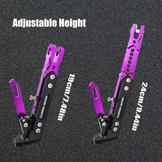 Motorcycle CNC Kickstand Adjust Tripod Holder Universal Aluminum Motor Scooter Modified Foot Side Stand Motorcycle Accessories (Purple)