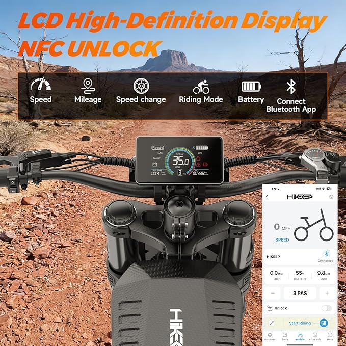 Electric Bike for Adults, 1500W-3000W Peak Ebike with Full Suspension, 20" x 4.0 Fat Tire Retro Scrambler Moped Style, 48V/52V Long Range All-Terrain Electric Bicycle, UL 2849 Certified
