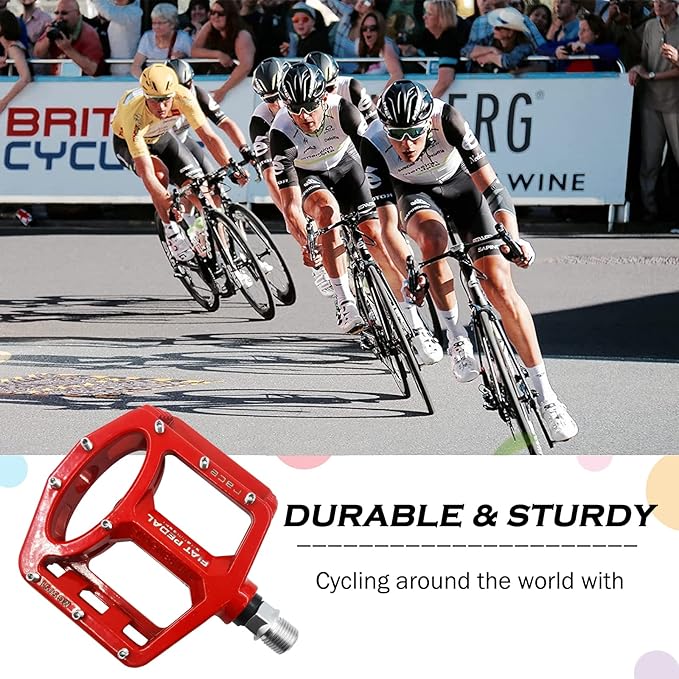 UPANBIKE Magnesium Alloy Bike Pedals 9/16'' Spindle Bearing High-Strength Non-Slip Large Flat Platform for Mountain Bike Road Bicycle