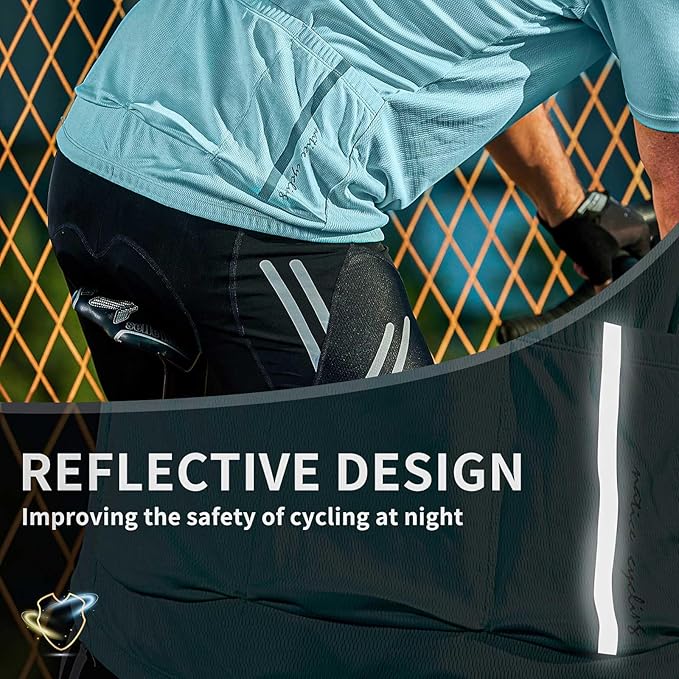 Santic Men's Cycling Jersey Short Sleeve Tops Pro Road Bike Shirt Full Zipper UPF 50+ MTB Jersey with Pockets