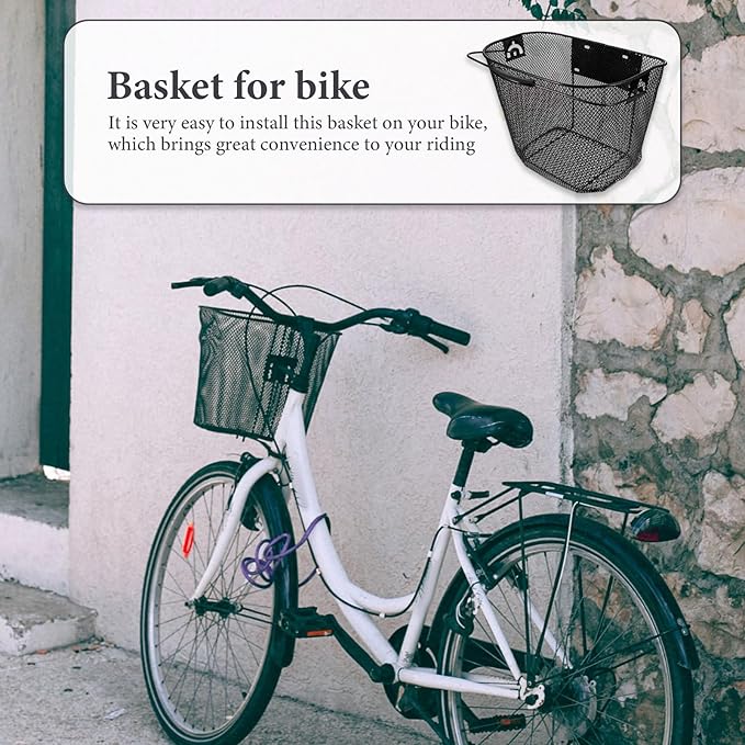 Metal Front Bike Basket Quick-Release Bicycle Handlebar Basket Foldable Pet Carrier for Cycling Commuters Black