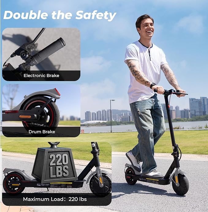 Electric Scooters - Electric Scooter for Adults, 500W Peak Motor, 18 Max MPH, 21 Miles Range, APP Control, Lightweight Foldable E-Scooter