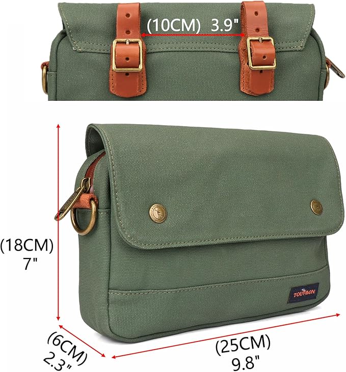 TOURBON Bike Bag Waxed Canvas Bicycle Handlebar Bag Zipper Closure Pouch Crossbar Front Frame Basket Cycling Saddebag Under Seat Strap-on Rear Rack Pannier (Green)