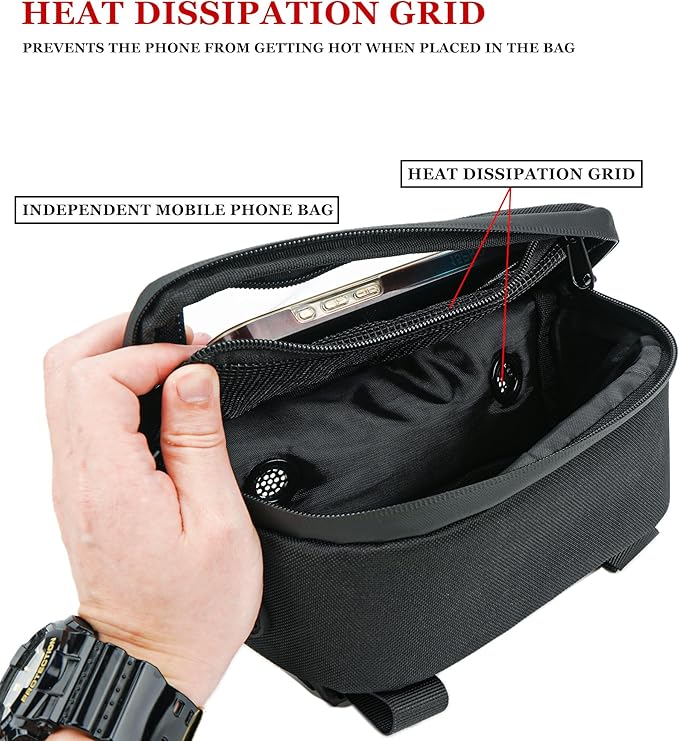 Bike Handlebar Bag – Waterproof Bicycle Handlebar Bag with Sensitive TPU Touchscreen Phone Holder, Front Frame Pouch for Road & Mountain Bikes, Large Capacity Cycling Storage Bag