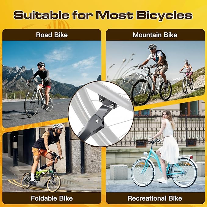 Bike Kickstand for 24-29 Inch Bicycle, 2 Bolt Include, 2 Holes Extra Stable Max Load 176LBS, Non-Slip Base Adult Black Bicycle Kickstand for Mountain Bike, E-Bike, Adjustable Length 34cm-42cm