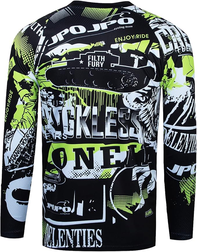 JPOJPO Men's Mountain Bike Jersey Long Sleeve MTB Off-Road Racing Downhill Motocross Shirts Quick Dry&Moisture-Wicking Tops