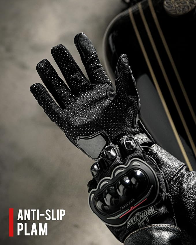 IRON JIA'S Motorcycle Gloves for Men and Women - Motorbike Powersports Racing Gloves with Hard Knuckle Touchscreen for BMX ATV MTB Riding