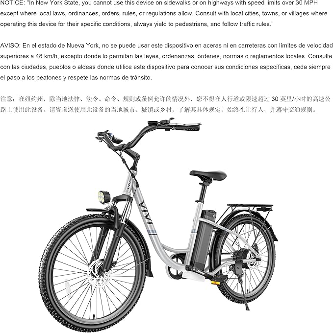 Vivi Electric Bike for Adults 1000W Peak Ebike with Removable Battery, 26'' Electric Commuter Bike 22MPH & 50 Miles Adult Electric Bicycles with Cruise Control, LCD Display, SGS Certified to UL2849