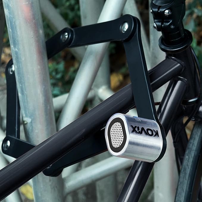 Kovix Folding Bike Lock,120dB Alarm Compact Lightweight High Security Anti-Theft Foldable Bicycle Lock with 3 Keys and Mount for E-Bikes Scooter Road Mountain Bike