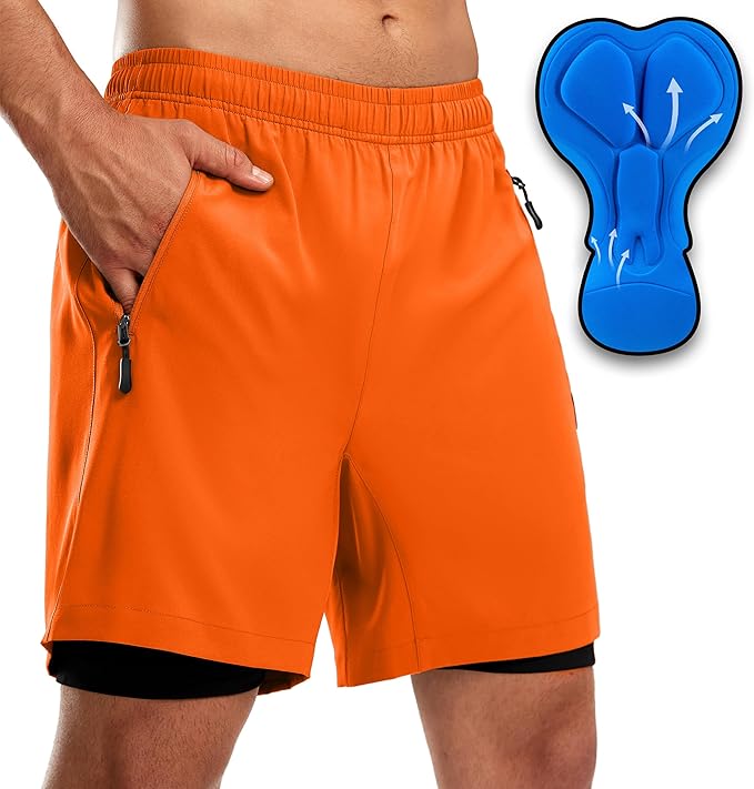 Bikewa Men's Mountain Bike Shorts 3D Padded Loose-fit Riding Biking Cycling Bicycle Biker Shorts for Men Zipper Pockets