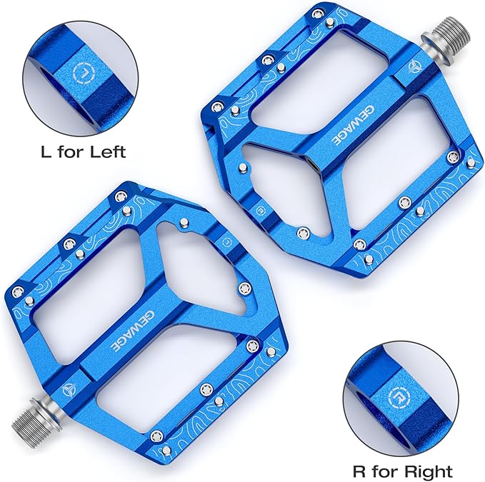 Road/Mountain Bike Pedals -Non-Slip Bicycle Flat Pedals Aluminum 9/16" - 3 Sealed Bearing Lightweight Platform Pedals for Road Mountain BMX MTB Bike