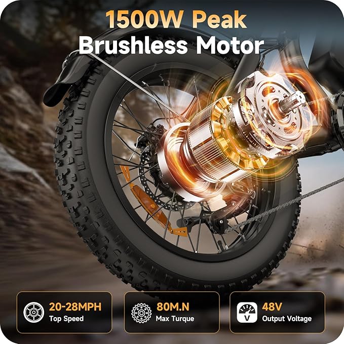 Electric Dirt Bike for Adults - Peak 1500W/3000W Electric Bikes, 48V/52V 15.6Ah/25Ah/40Ah, 50-100 Mile Range(PAS Mode), 16/20 Inch All-Terrain Fat Tire Motorcycle