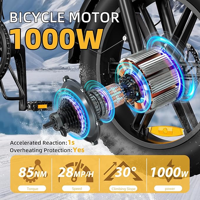 Miyazaki Folding Electric Bike for Adults, Space Aluminum Frame,1000/1500w Brushless Motor Foldable Ebike, 48v16/17.5ah Removable Battery,20"X4.0" Fat Tire Electric Bicycle, Hydraulic Oil Brake
