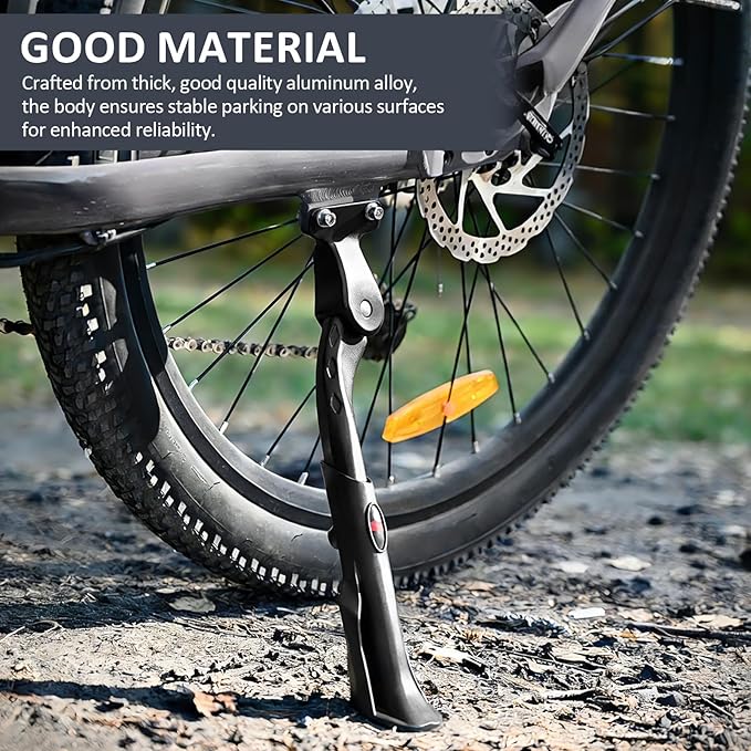 Bike Kickstand for Adult Bike, 14" -17" Adjustable Universal Bike Stand, Rear Side Aluminum Alloy Bicycle Stand Fit, Bicycle Wider Base Stands, Non-slip Kick Stand for Mountain/Road/E-Bike