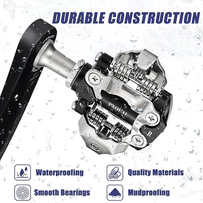 SPD Bike Pedals, 9/16 "Mountain Bike Pedal, Aluminum Alloy Sealed Clipless Pedals Compatible with SPD Type Cleats - Easy Clip in & Out