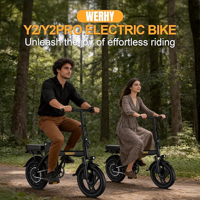 WERHY Electric Bike for Adults, 500W Motor, 22 MPH Max Speed Folding Ebike, 14" Electric Bicycles, Max 30/40 Miles Range (Pedal Assist Mode), Mini E Bikes
