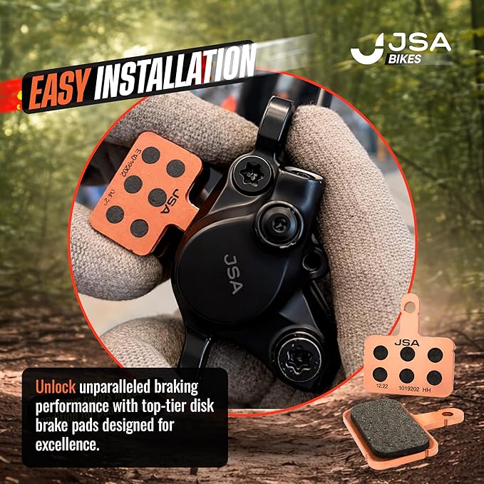 JSA Bike Disc Brake Pads Set for Scooters, Ebikes & Bicycles – Scooter Brake Pads with Organic Compound & Copper Plate for Heat Dissipation – Fits TRP, Tektro, Shimano Deore Br-M575 M525