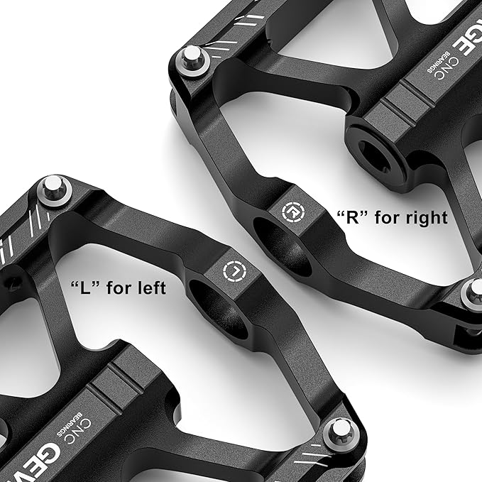 Mountain Bike Pedals - 3 Bearings Bicycle Pedals with Reflectors - 9/16” CNC Machined Flat Pedals with Removable Anti-Skid Nails for Road Mountain BMX MTB Bike