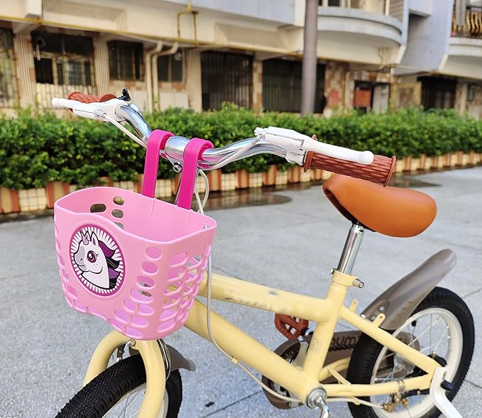 Girls Bike Decorations Kid Bicycle Accessories Kit- Bike Wheel Spoke Beads,Bike Streamers Tassel Ribbon, Bike Horn Bell,Bike Front Handlebar Basket