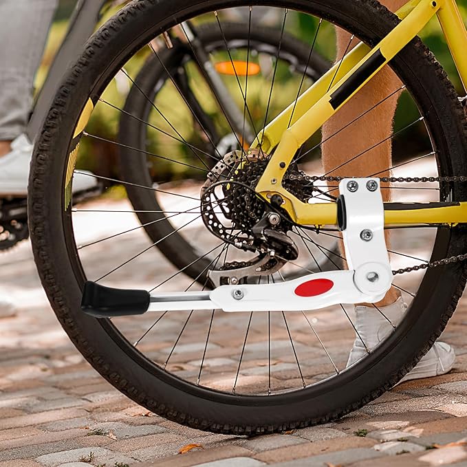 Bicycle Kickstand, Aluminium Alloy Bike Kickstand, Adjustable Bicycle Kickstand, Easy to Install Kick Stand, Rear Side Bike Stand, Non-Slip Foot for 24"-700C 16"-20" with Hex Wrench