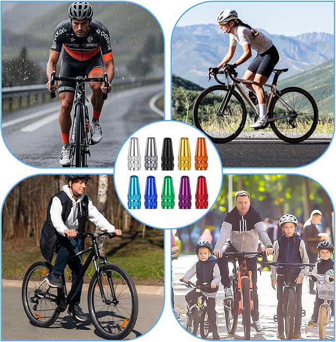 40 Pieces Presta Valve Caps, 10 Colors Bike Valve Cap, Aluminum Presta Valve Cover for Presta/French Valves Bike Tire Caps MTB Road Racing Bicycle, Hybrid Bike, Fat Bike, E-Bike, Rocket Style