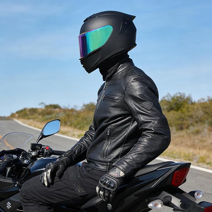 Full Face Motorcycle Helmet,Helmets for Adults Motorcycle, MG611 Motorbike Racing Street Bike Helmets with Black Visor for Men Women,DOT Approved (Matte Black-Colorful+ Mask, S)