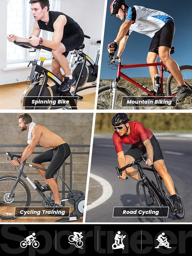 Sportneer Padded Bike Shorts for Men - 4D Padding Mens Bicycle Cycling Biking Clothing Shorts, Breathable and Absorbent