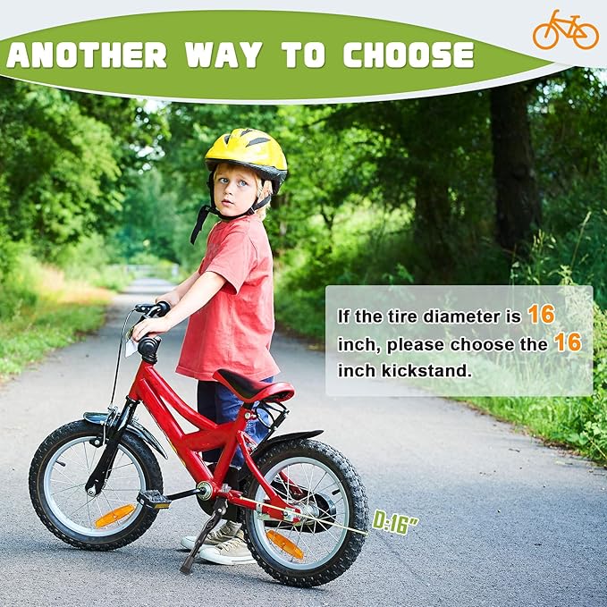 LEICHTEN Bike Kickstand for 16 18 20 Inch Wheel Bike, Adjustable Aluminum Alloy Bicycle Kickstand for Kids Bike Center Mount for Sports/Mountain/Road Bicycles, Black