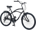 26 Inch Beach Cruiser Bike for Women/Girls/Men/Senior/Adults, City Hybrid Bike 7 speeds Steel Frame Commuter Bike for Women Men Senior, 7 Colors