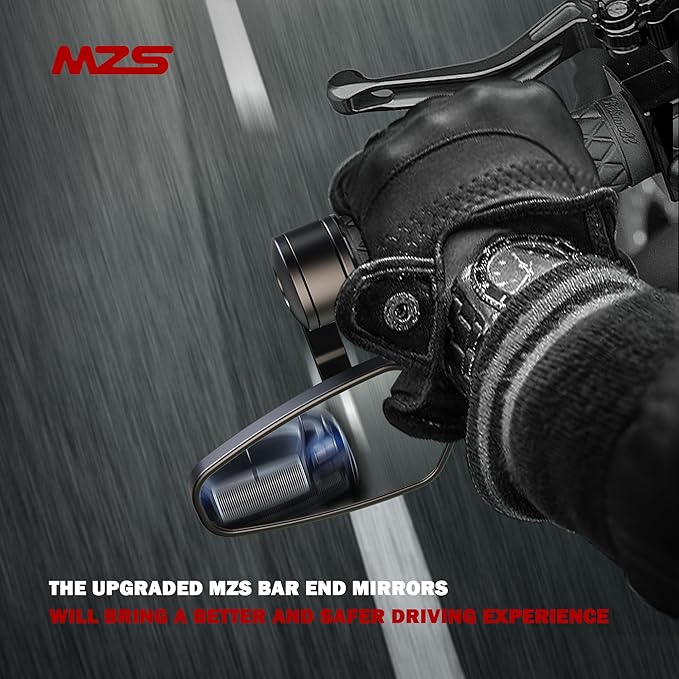 MZS Bar End Mirrors, 7/8 Universal Motorcycle Rear View Mirror Side handlebar Standard Hollow Arrow Black Compatible with Street Sport Bike Cruiser Scooter