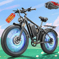 9000W Peak Dual Motor Electric Bike for Adults 46MPH,100Miles Long Range Ebike,7 Speeds,52V 34Ah Removable Battery,Full Suspension 24" Fat Tire E Bike for Mountain Off-Road Commuter Snow