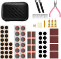 74 Pcs Bike Tire Repair Kit,Portable Bicycle Tire Patch Kit,Premium Tool Kit with Valve Core Wrench,Needle-nose Pliers,Suitable for Mountain and Road Bike