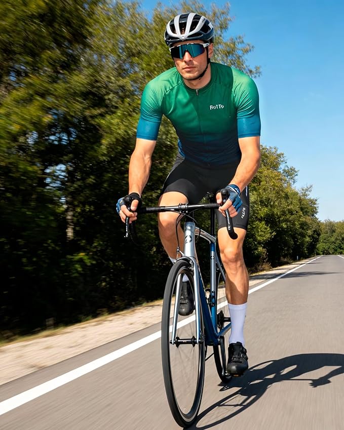 ROTTO Cycling Jersey Mens Bike Shirt Short Sleeve Gradient Color Series
