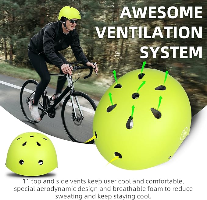 67i Bike Helmet Skateboard Helmet for Adult Cycling Bicycle Scooter Helmets for Men Women Adjustable for Multi-Sport Bicycle Scooter Inline Cycling Skateboarding