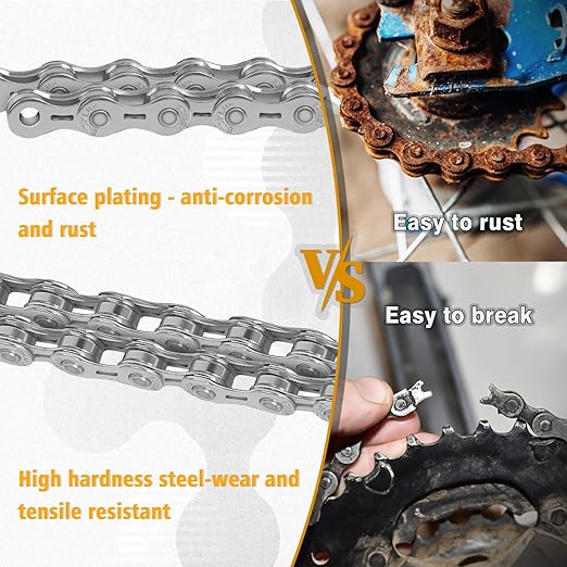 BUCKLOS 6/7/8/9/10/11/12 Speed Bike Chain, High Performance Lightweight Bicycle Chains for Road Bike/Mountain Bike/Ebike,Compatible with Shimano, SRAM, Campagnolo Silver/Gold
