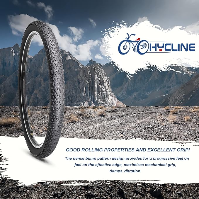 Hycline Mountain Bike Tire: 20/24/26/27.5-inch Folding Replacement High-Performance Wear-Resistant Bicycle Tires for MTB Off-Road Bike