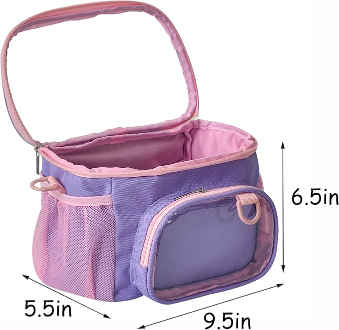 Kids Bike Basket,Durable Front Frame Bicycle & Scooter Basket Bag,Waterproof Fabric Bicycle Handlebar Bag for Boys, Girls, Toddlers with Shoulder Strap (Purple)