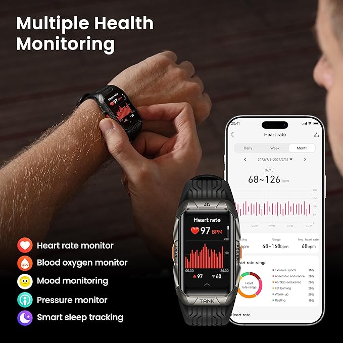 GPS Smart Watch for Men Women, 3D Curved Glass, Full Stainless Steel Body, 6 Satellite Positioning, Compass, 50M Waterproof, Answer/Make Call, 1.64" AMOLED Screen, Compatible for Android iOS