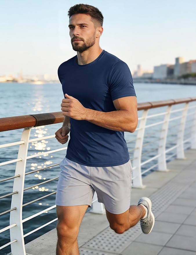 MAGCOMSEN Men's Short Sleeve UPF 50+ T-Shirt Quick Dry Workout Athletic Running Swim Tops Tee Rash Guard Performance Shirts