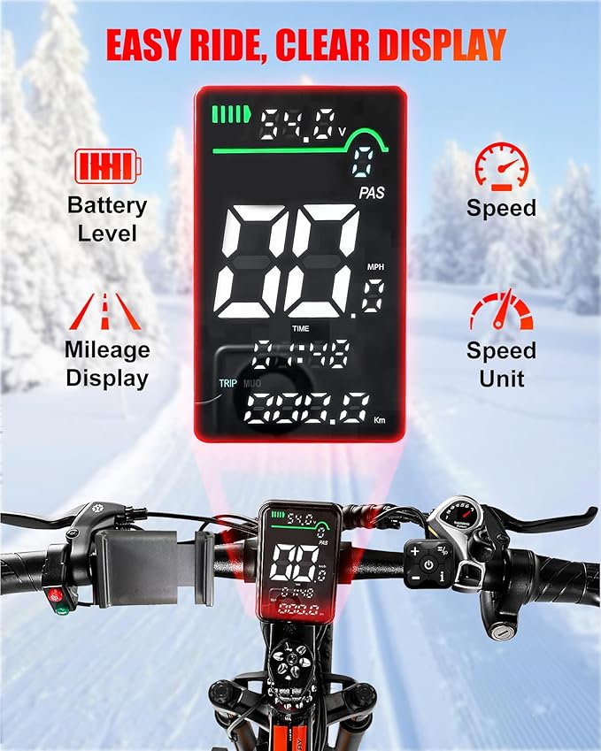 Electric Bike for Adults,1500W Peak Motor E Bikes, 26" Fat Tire Electric Bicycle, 30/33 MPH 60/70 Miles Electric Mountain Bike, Removable Battery, Dual Brake, 7 Speed