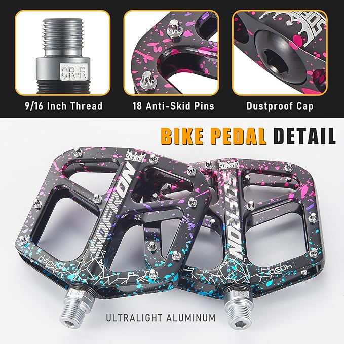 Lightweight Bike Pedals - Non-Slip Mountain and Road Bicycle Pedals for BMX