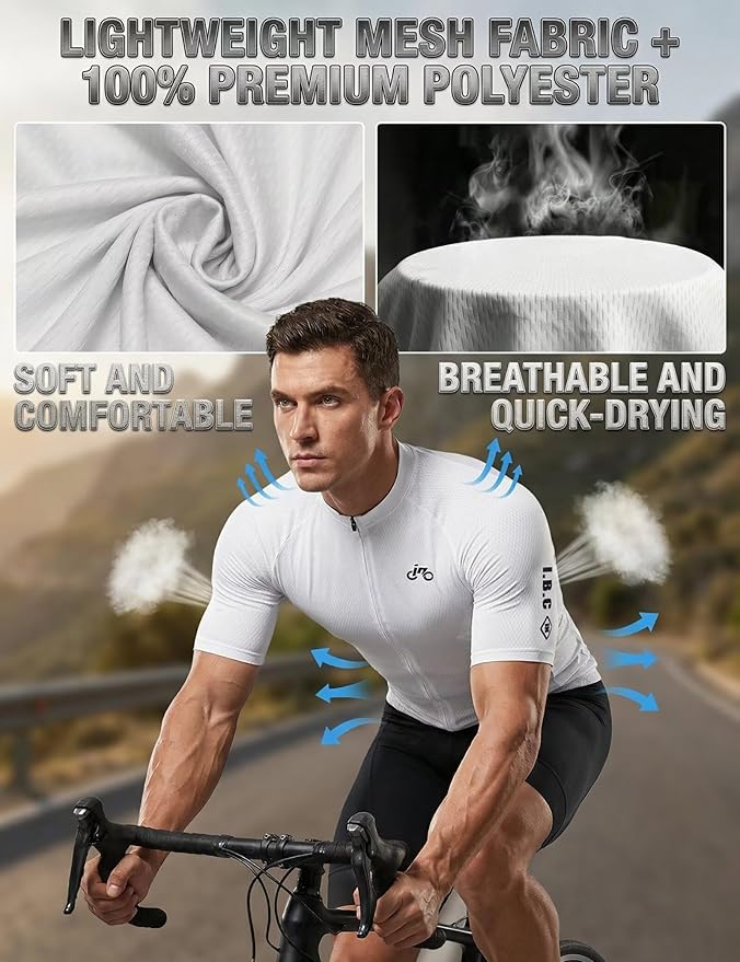 INBIKE Cycling Jersey Mens Set Reflective Breathable Biking Outfit Quick-Dry Bib Bicycle Jersey with 3D Padded Shorts