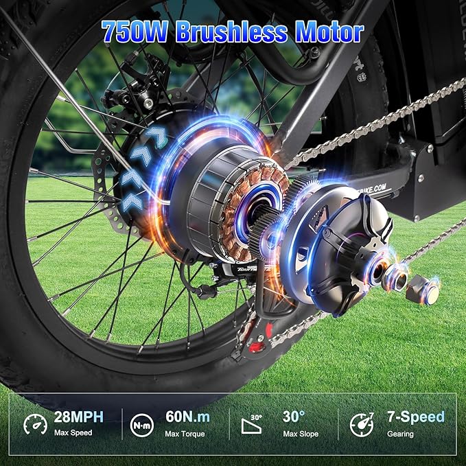 Electric Bike for Adults 48V 32Ah（1536Wh） FW11 20” x 3.0” Long Range 28MPH Folding E-Bike Men Women Fat Tire Mountain Foldable Step-Thru Ebike City Urban Commuting Bicycles UL 2849 Certified