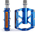 Mountain Bike Pedals - 3 Bearings Bicycle Pedals with Reflectors - 9/16” CNC Machined Flat Pedals with Removable Anti-Skid Nails for Road Mountain BMX MTB Bike
