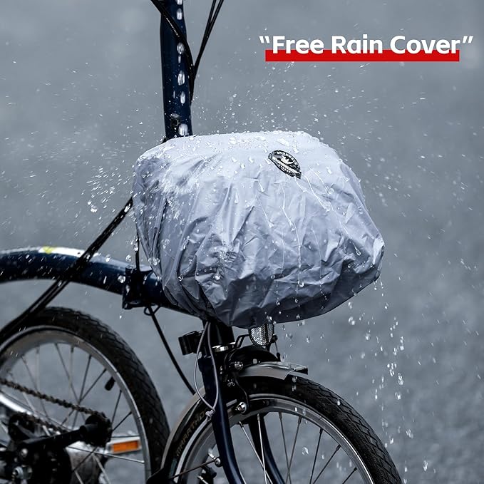 Rhinowalk Handlebar Bag for Brompton Folding Bike, 6.5L Expandable Front Bag with Quick Release Mount, Multiple Pockets, Shoulder Strap & Rain Cover (Duck Egg Blue)