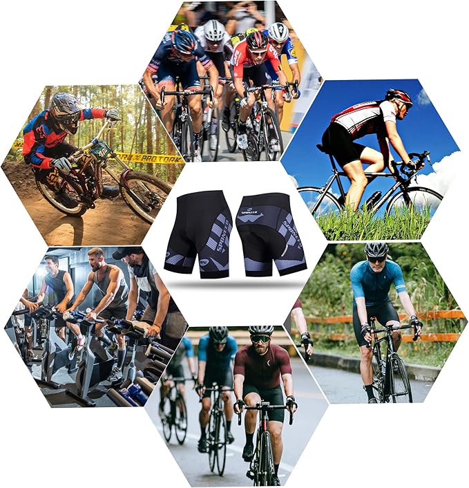 sponeed Men's Cycling Shorts Padded Bicycle Riding Pants Bike Biking Clothes Cycle Wear Tights