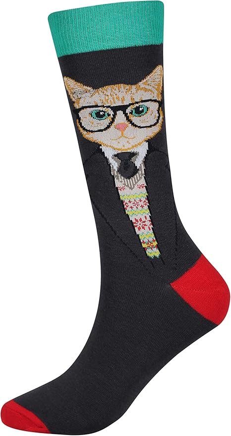 Cansok Men's 2/4 Packs Fun Crazy Novelty Dress Crew Socks